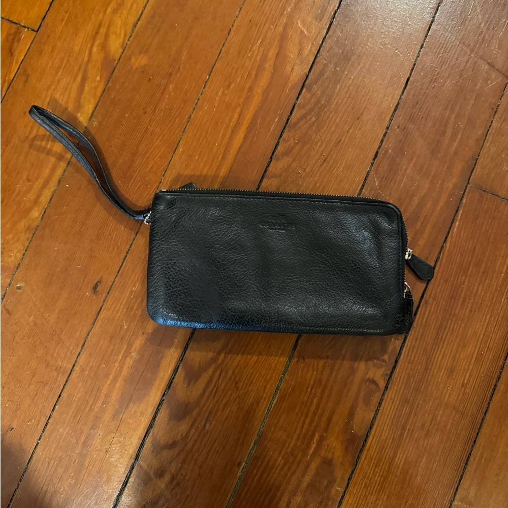Coach Black Leather Wristlet